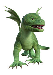 3D Rendering Fantasy Hatchling Dragon on White