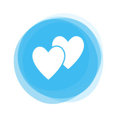 Weiße Herzen auf hellblauem Button