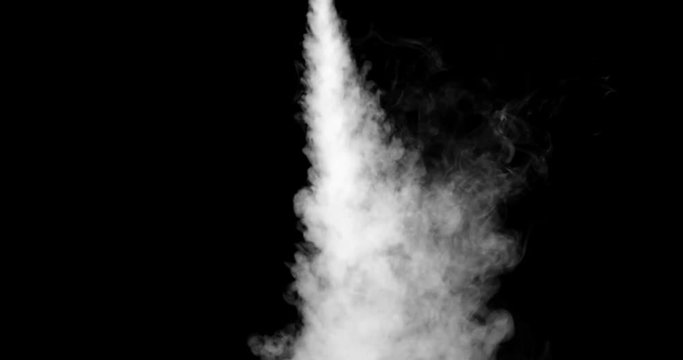 blowing vertical steam with white smoke isolated on black background