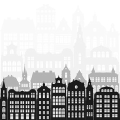 Obraz premium vector silhouettes of european city