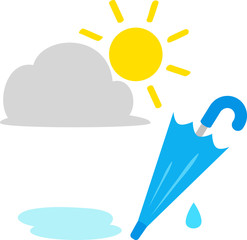 畳んだ傘と太陽 雨上がり