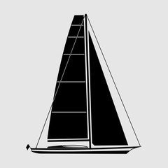 Modern sailing yacht. Vector illustration.