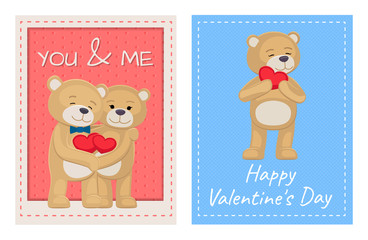 I Love You and Me Teddy Bears Vector