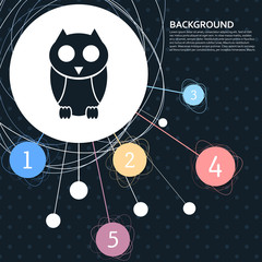 Cute owl cartoon character icon with the backgroun