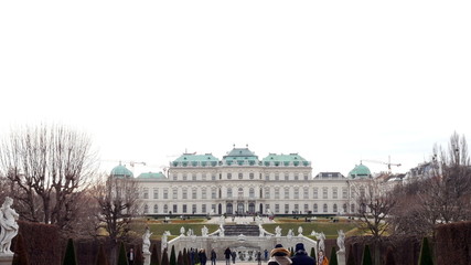 Fototapeta na wymiar winter tracking shot on Belvedere, Vienna Austria