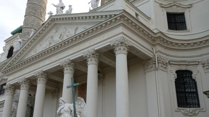 close up on the facade of the Karlsplatz church, Vienna Austria