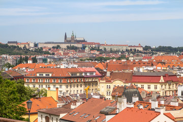 Fototapeta na wymiar Aerial view of the Old Town and Saint Vitus's Cathedral in Prague, Czech Republic