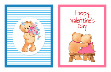 I Love You and Me Teddy Bears Vector