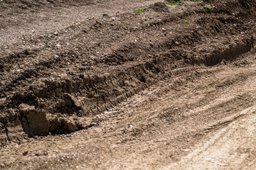 Marks wheels in dry mud