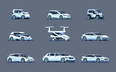 Set of self-driving cars. Driverless vehicle