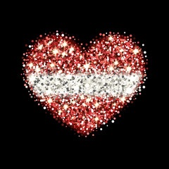 Latvia flag sparkling heart badge