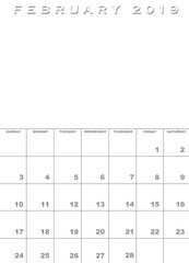 February 2019 calendar template