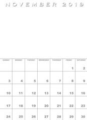 November 2019 calendar template