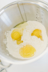 eggs in flour