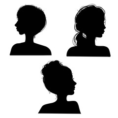 Vector illustration of a silhouettes head girls