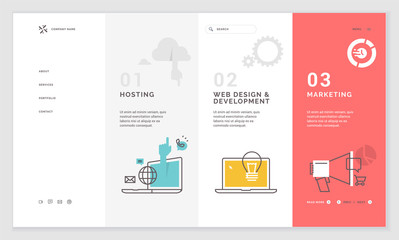 Effective website template design. Modern flat design vector illustration concept of web page design for website and mobile website development. Easy to edit and customize.
