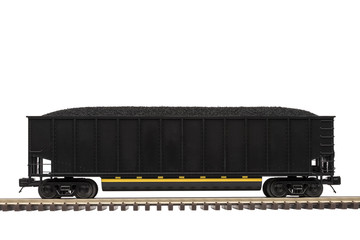 Naklejka premium Railroad Coal Car - załadowany wagon kolejowy na torze.