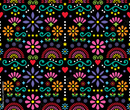 Mexican Folk Art Seamless Vector Pattern Colorful Design With Mexican Folk Art Seamless Vector Pattern Colorful Design With Flowers Wallpaper Inspired By Traditional Designs