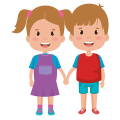happy little couple characters vector illustration design