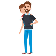 father lifting son characters vector illustration design