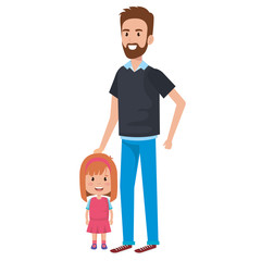 father with daughter characters vector illustration design