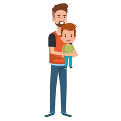 father lifting son characters vector illustration design