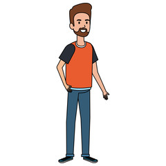 young man with beard avatar character vector illustration design