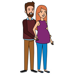 Fototapeta premium man with woman pregnacy avatar character vector illustration design