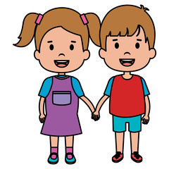 happy little couple characters vector illustration design