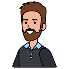 young man with beard avatar character vector illustration design