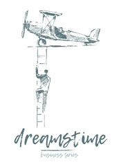 Business concept follow dream vector drawn sketch