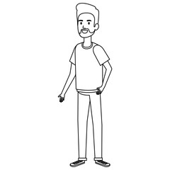 young man with beard avatar character vector illustration design