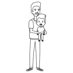 father lifting son characters vector illustration design