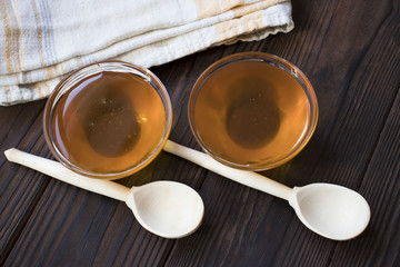 wooden spoon in a bowl with honey