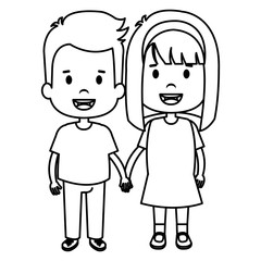 happy little couple characters vector illustration design