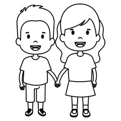 happy little couple characters vector illustration design