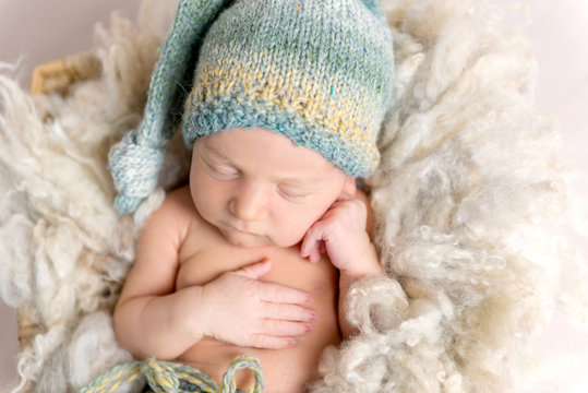 Close-up portrait of newborn sleeping