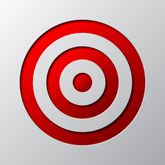 Paper art of the red target symbol. Vector illustration.