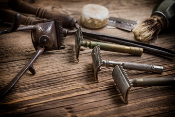 Vintage barber shop tools.