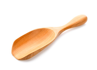 wood scoop on white background