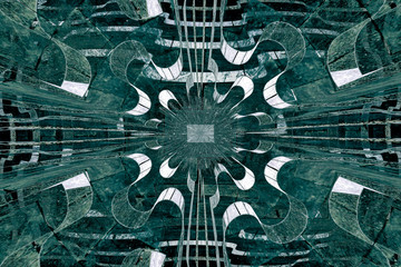 psychedelic seamless pattern, old green metallic style