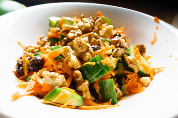 Stir-fried chicken with salad, Greece