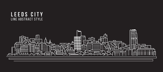 Cityscape Building Line art Vector Illustration design - Leeds City