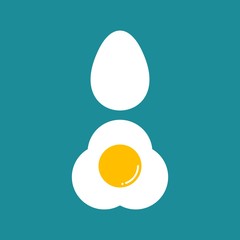 Egg and scrambled eggs flat vector icons
