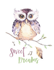 Hand drawing easter watercolor flying cartoon bird and eggs with leaves, branches and feathers. Watercolour spring art illustration in vintage boho style. Greeting bohemian cars.