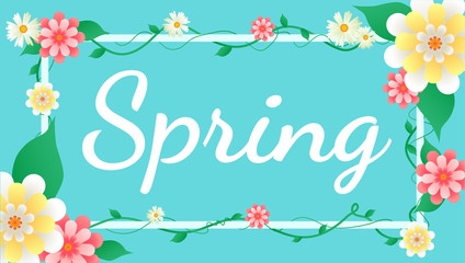 Spring sale background vector with flowers  illustration template or banner