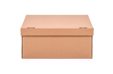 Cardboard mail box isolated on a white background.