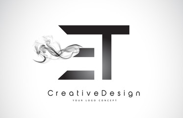 ET Letter Logo Design with Black Smoke.
