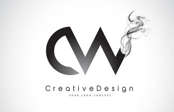 CW Letter Logo Design with Black Smoke.