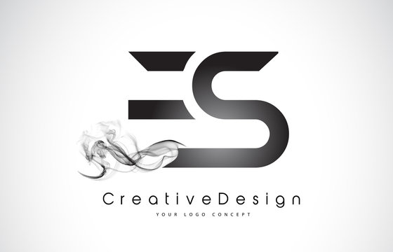 ES Letter Logo Design with Black Smoke.